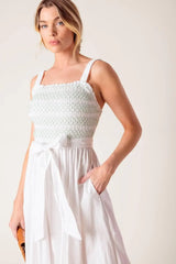 ROMINA BRODERIE WOVEN MIDI DRESS - Flying Tomato - Flyclothing LLC
