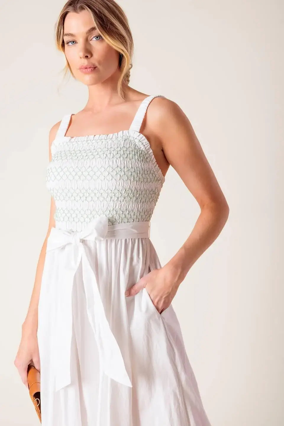 ROMINA BRODERIE WOVEN MIDI DRESS - Flying Tomato - Flyclothing LLC