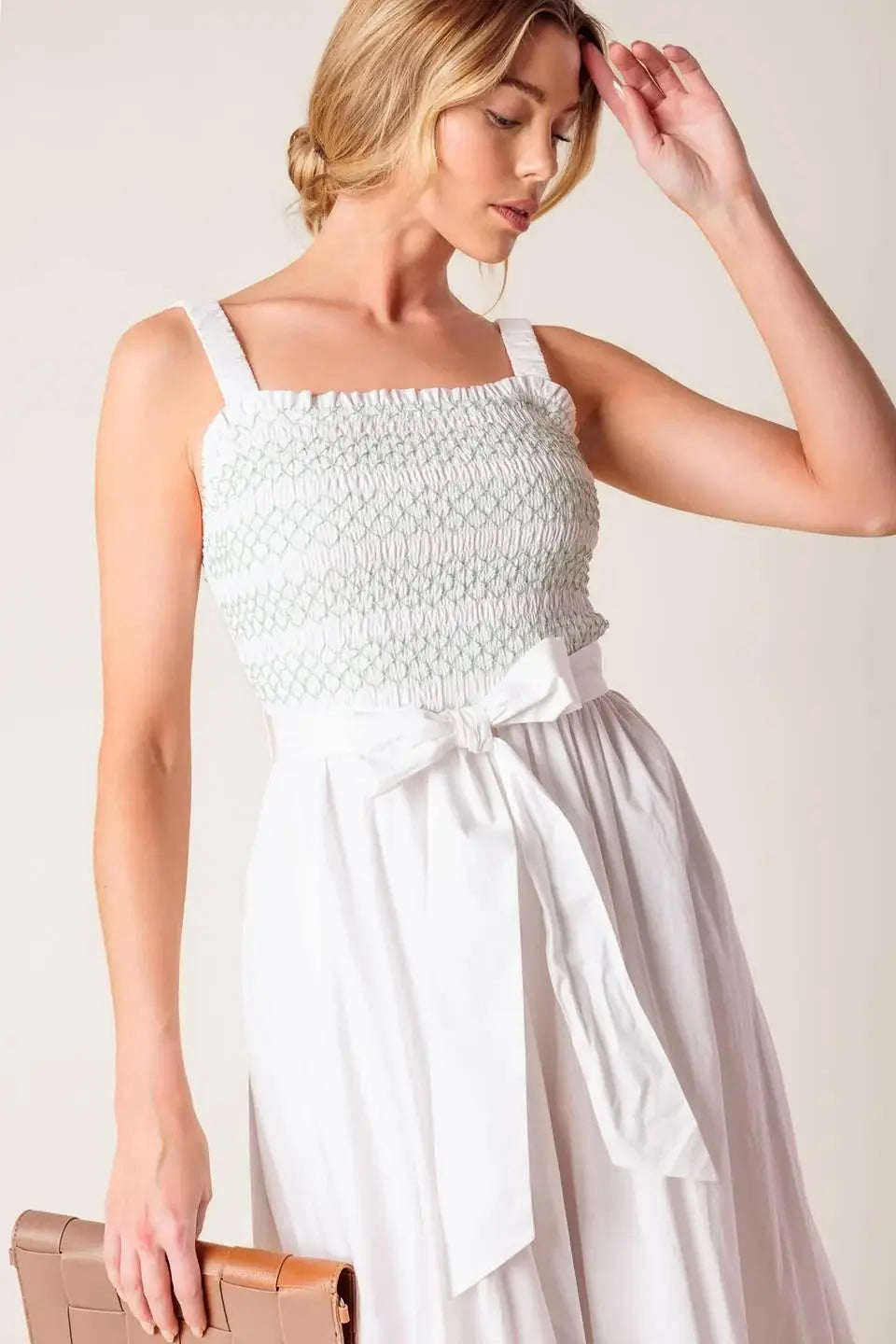ROMINA BRODERIE WOVEN MIDI DRESS - Flying Tomato - Flyclothing LLC