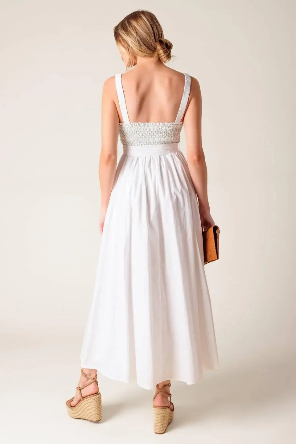 ROMINA BRODERIE WOVEN MIDI DRESS - Flying Tomato - Flyclothing LLC