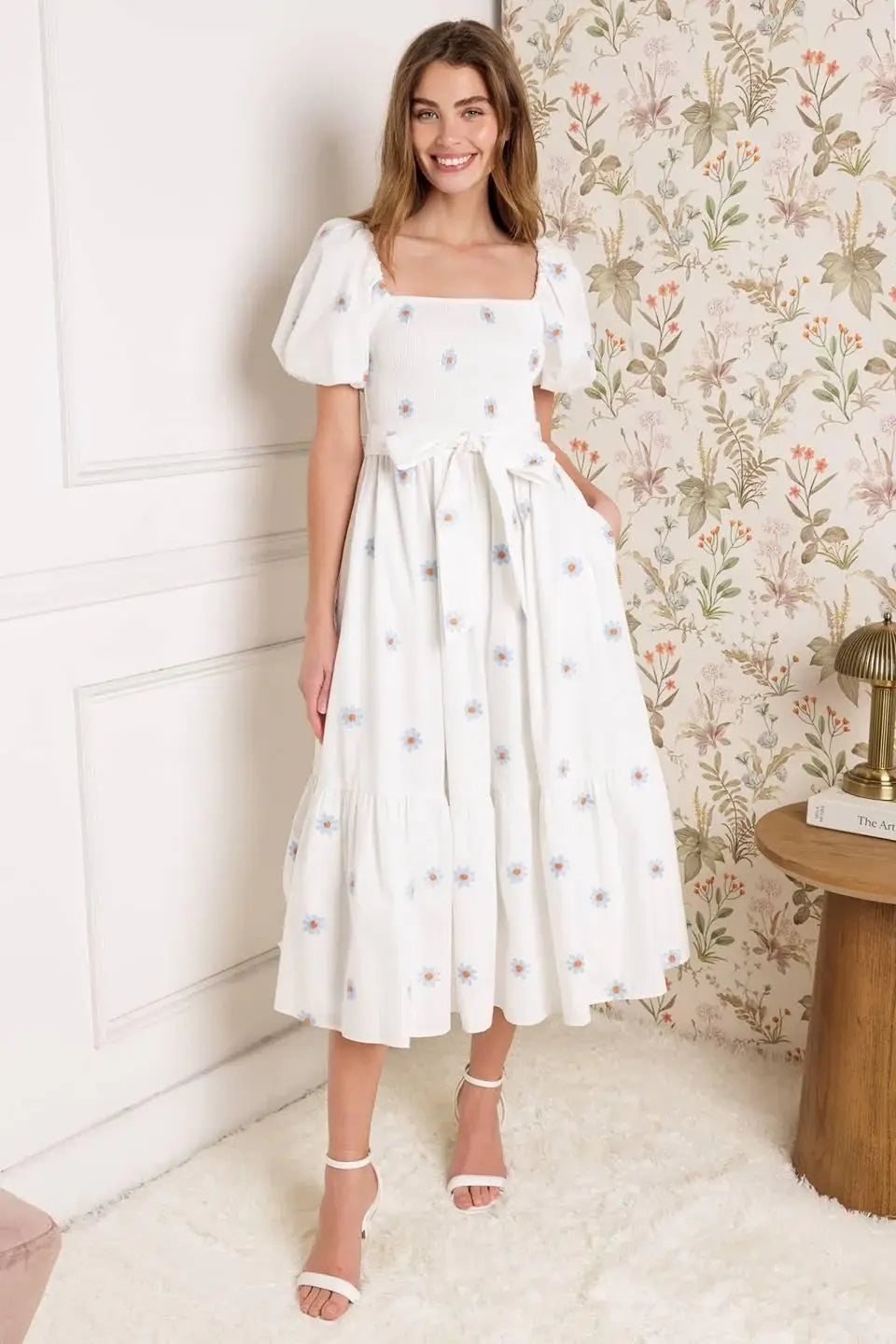 LUXE LAGOON EMBROIDERED MIDI DRESS - Flying Tomato - Flyclothing LLC