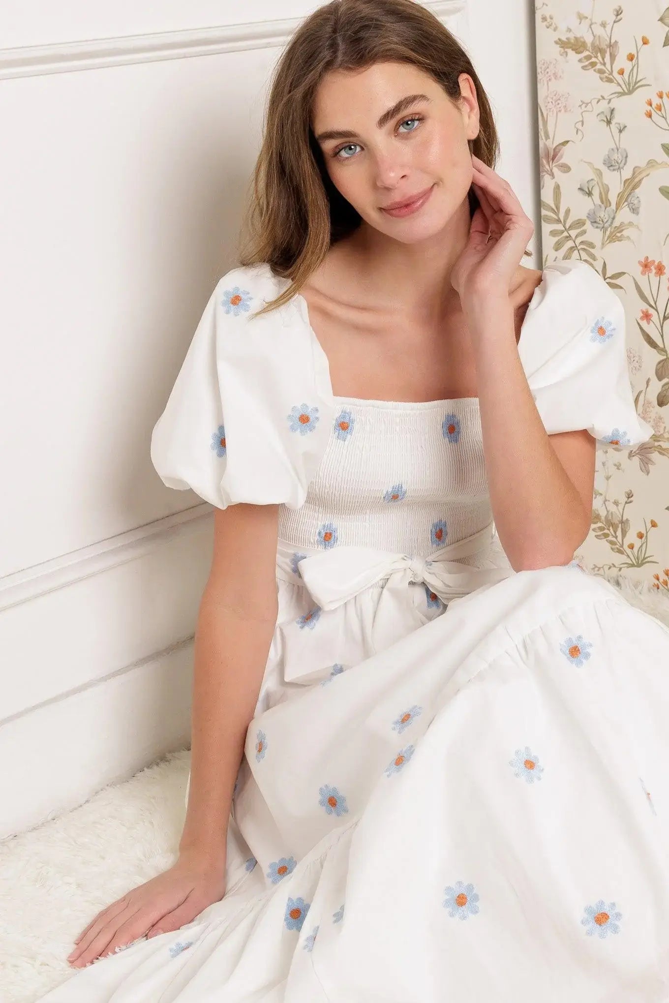 LUXE LAGOON EMBROIDERED MIDI DRESS - Flying Tomato - Flyclothing LLC