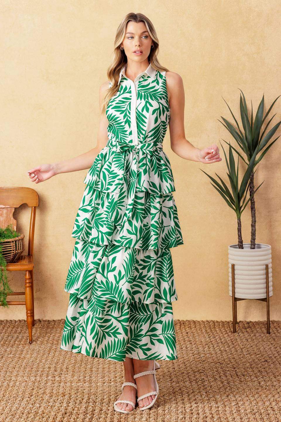 PARK AVENUE WOVEN WOVEN MIDI DRESS - Flying Tomato - Flyclothing LLC