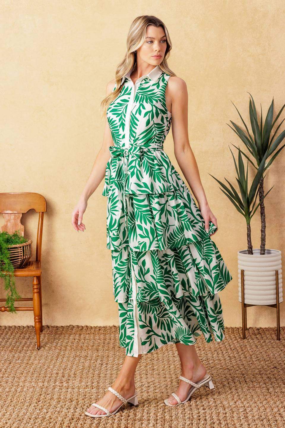 PARK AVENUE WOVEN WOVEN MIDI DRESS - Flying Tomato - Flyclothing LLC