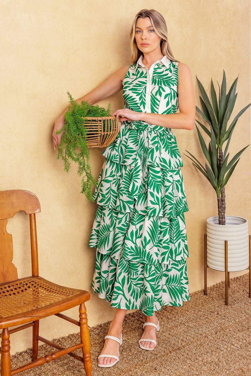 PARK AVENUE WOVEN WOVEN MIDI DRESS - Flying Tomato - Flyclothing LLC