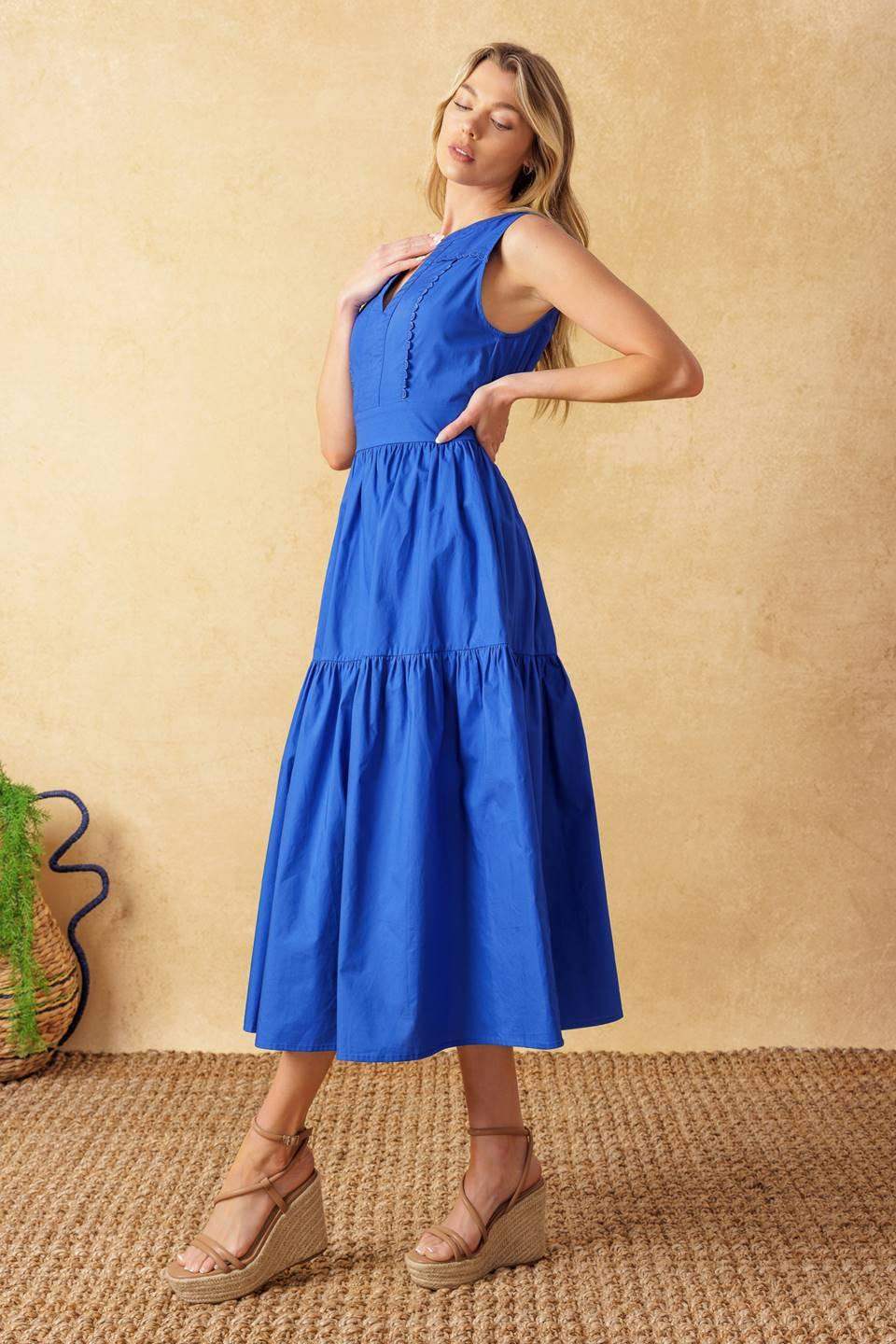 MYSTIC MIRAGE WOVEN MIDI DRESS - Flying Tomato - Flyclothing LLC