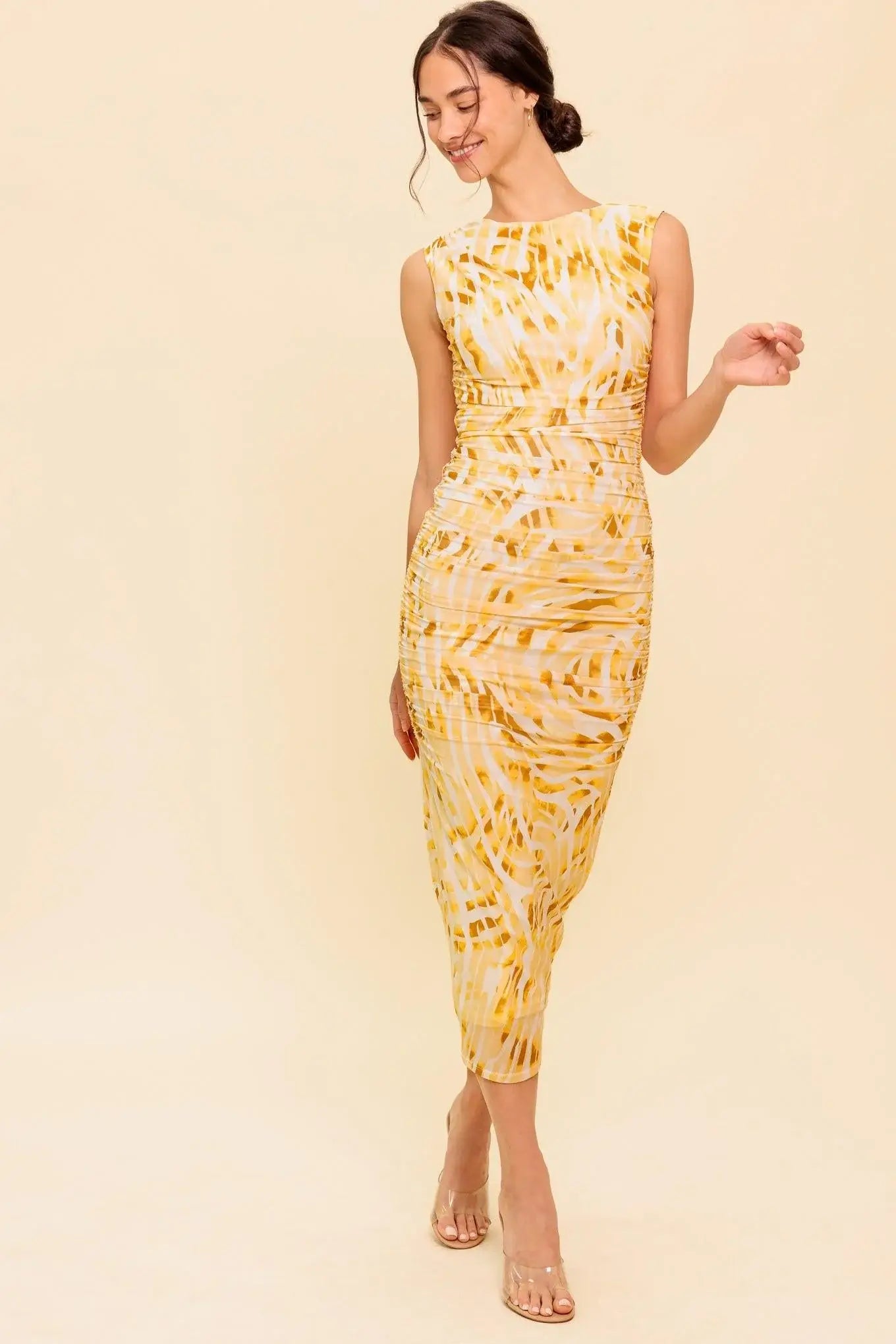 SWEET AS EVER POWER MESH BODYCON MIDI DRESS - Flying Tomato - Flyclothing LLC