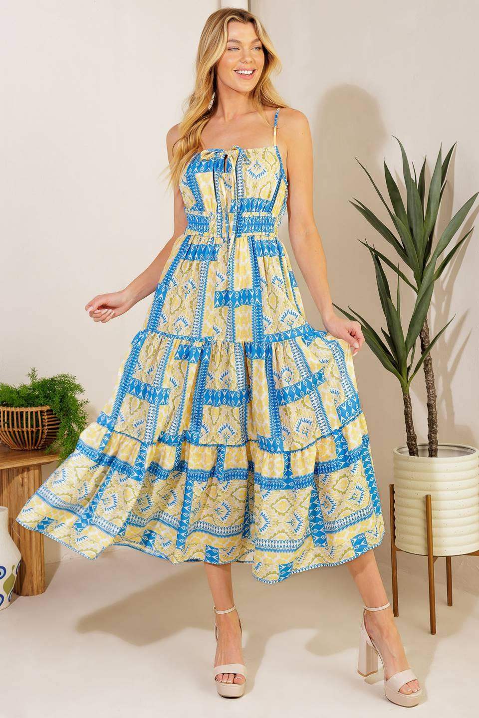 MAKING A WISH WOVEN MIDI DRESS - Flying Tomato - Flyclothing LLC