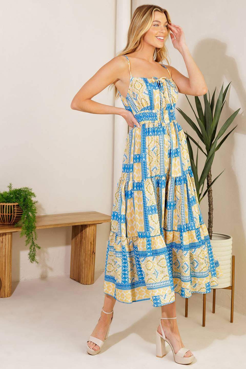 MAKING A WISH WOVEN MIDI DRESS - Flying Tomato - Flyclothing LLC