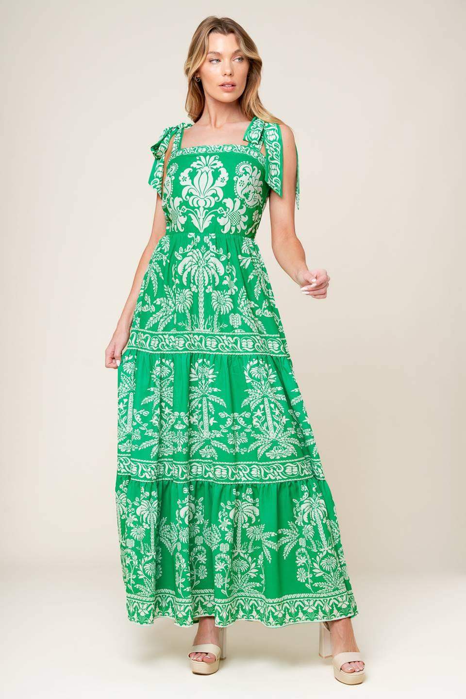 SWEET LIKE GREEN WOVEN MAXI DRESS - Flying Tomato - Flyclothing LLC