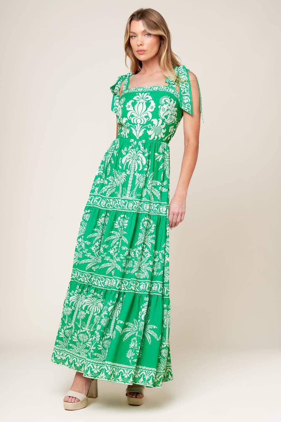 SWEET LIKE GREEN WOVEN MAXI DRESS - Flying Tomato - Flyclothing LLC
