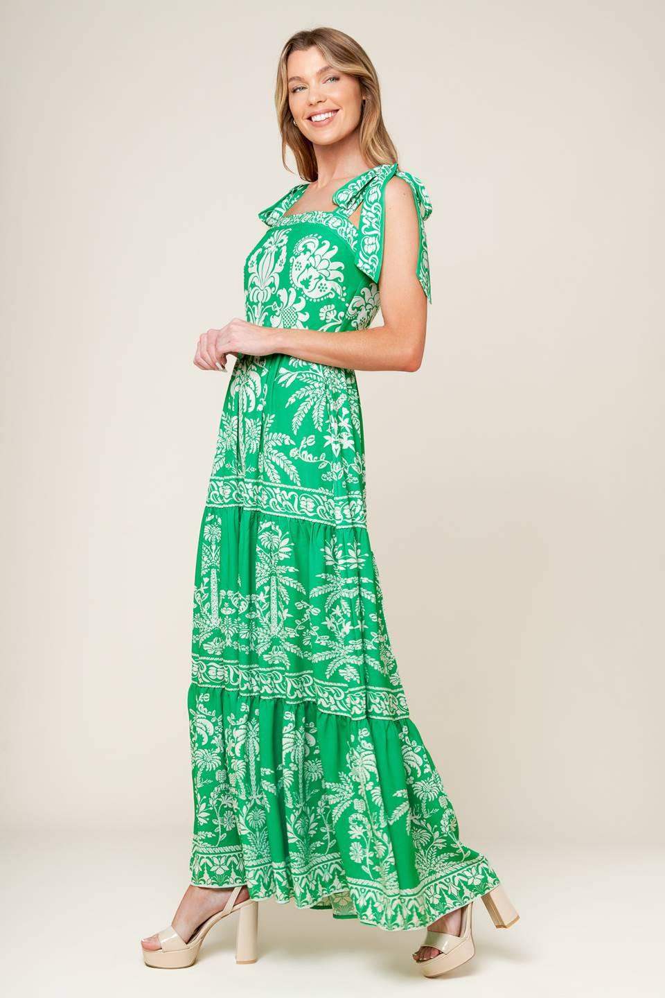 SWEET LIKE GREEN WOVEN MAXI DRESS - Flying Tomato - Flyclothing LLC