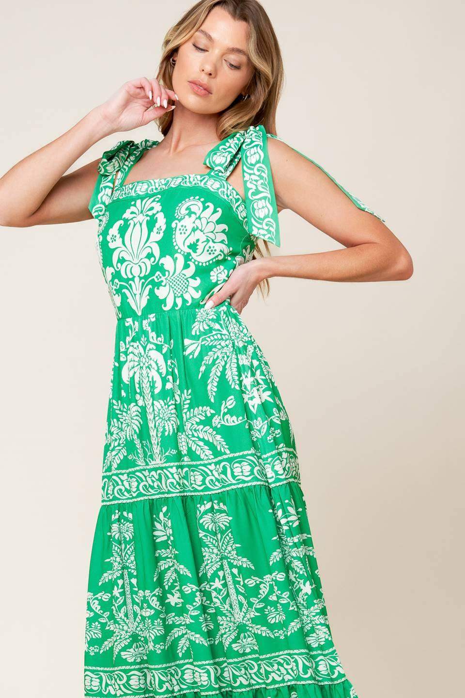 SWEET LIKE GREEN WOVEN MAXI DRESS - Flying Tomato - Flyclothing LLC