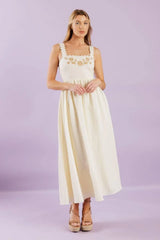 TOTAL CRUSH CREAM WOVEN MIDI DRESS - Flying Tomato - Flyclothing LLC