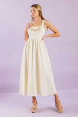 TOTAL CRUSH CREAM WOVEN MIDI DRESS - Flying Tomato - Flyclothing LLC