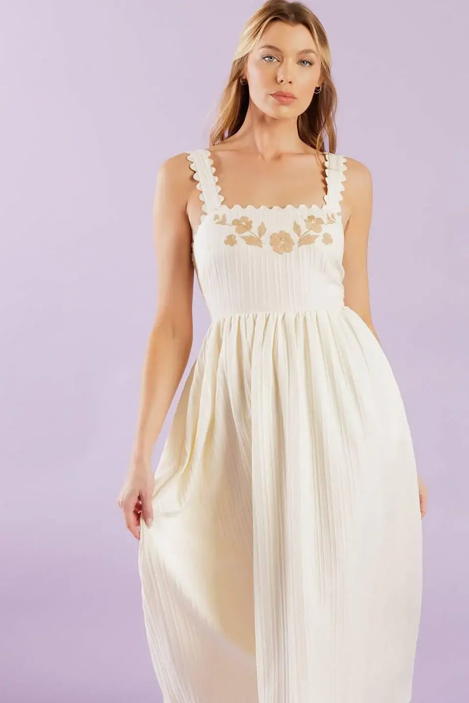 TOTAL CRUSH CREAM WOVEN MIDI DRESS - Flying Tomato - Flyclothing LLC