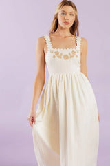 TOTAL CRUSH CREAM WOVEN MIDI DRESS - Flying Tomato - Flyclothing LLC