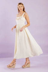 TOTAL CRUSH CREAM WOVEN MIDI DRESS - Flying Tomato - Flyclothing LLC