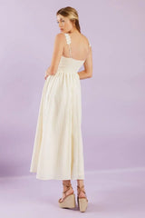 TOTAL CRUSH CREAM WOVEN MIDI DRESS - Flying Tomato - Flyclothing LLC