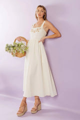 TOTAL CRUSH CREAM WOVEN MIDI DRESS - Flying Tomato - Flyclothing LLC