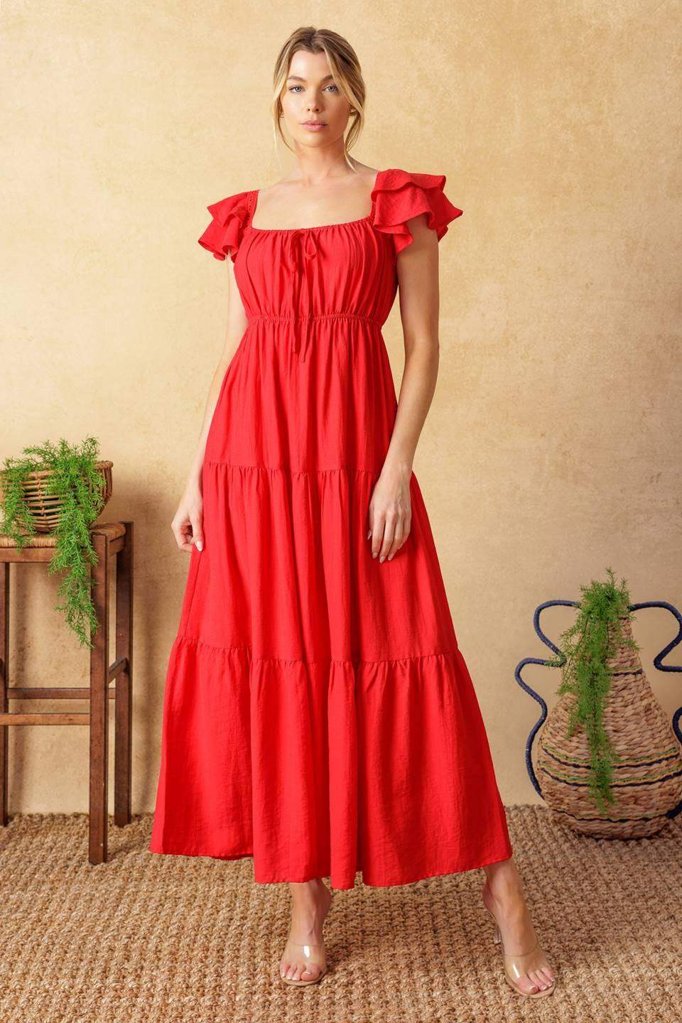 GET WITH IT WOVEN MIDI DRESS - Flying Tomato - Flyclothing LLC