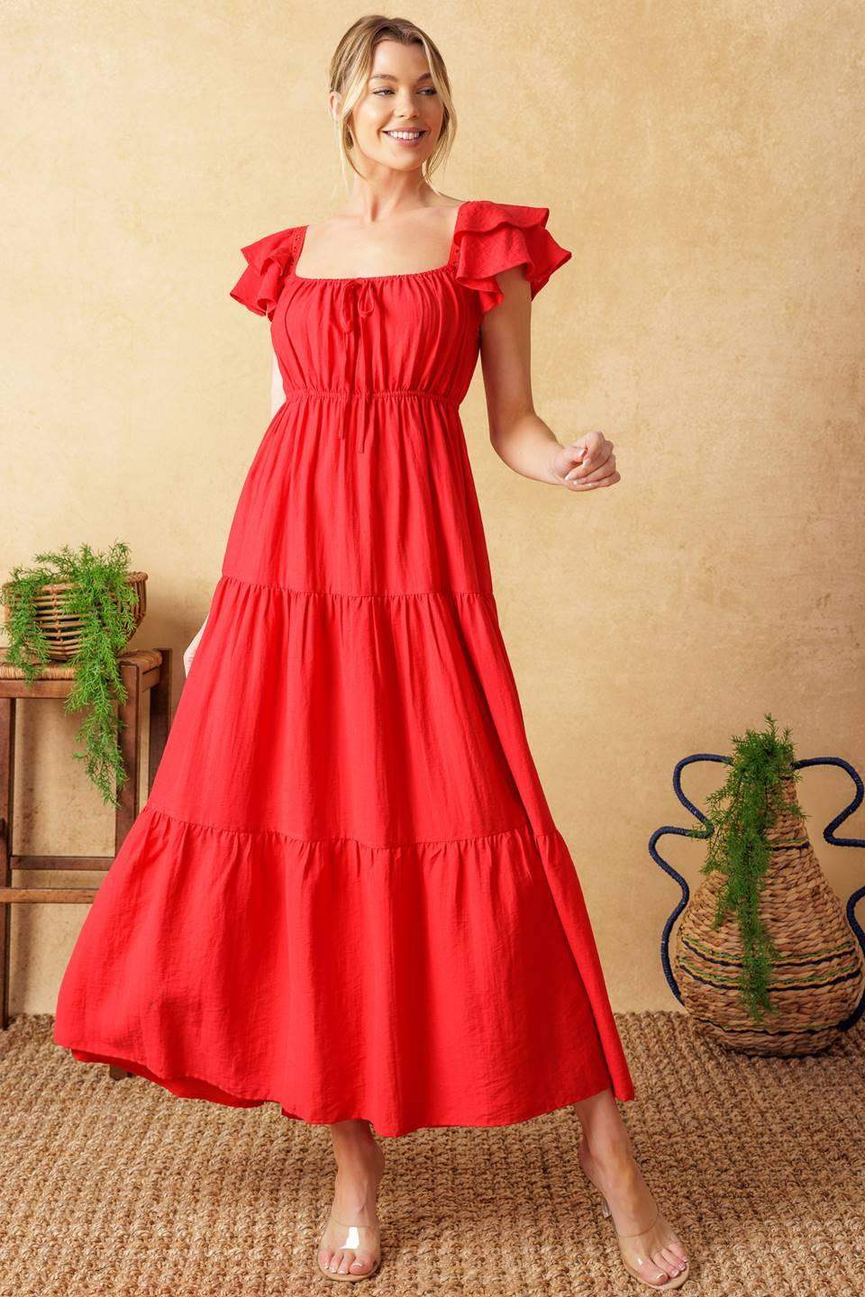GET WITH IT WOVEN MIDI DRESS - Flying Tomato - Flyclothing LLC