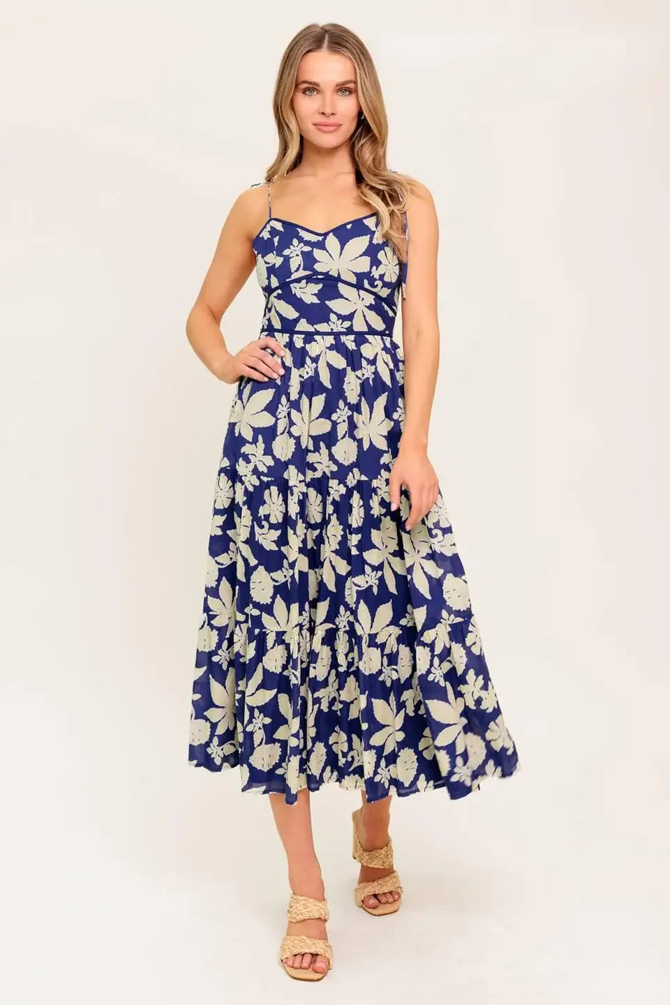 PETALS IN THE WIND WOVEN MIDI DRESS - Flying Tomato - Flyclothing LLC