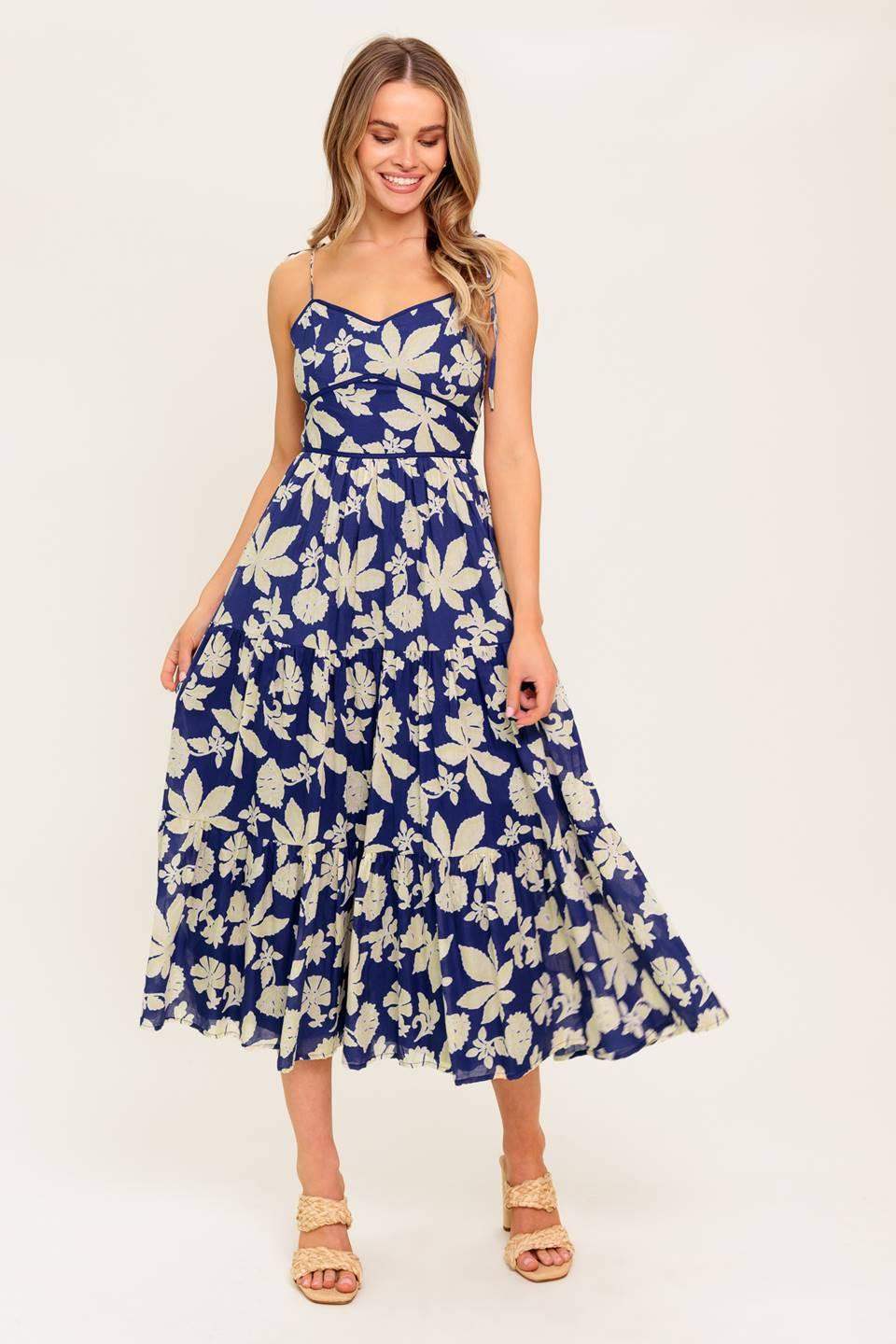 PETALS IN THE WIND WOVEN MIDI DRESS - Flying Tomato - Flyclothing LLC