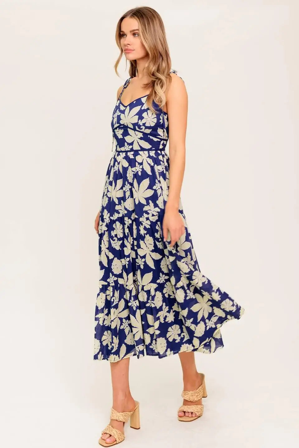 PETALS IN THE WIND WOVEN MIDI DRESS - Flying Tomato - Flyclothing LLC