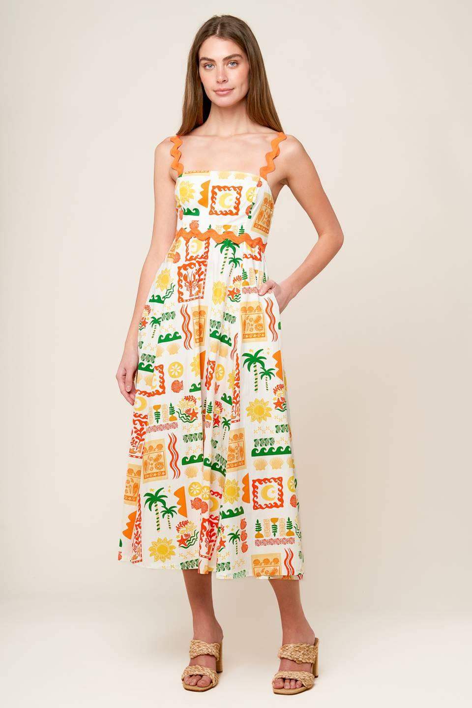 ROAMING AROUND WOVEN MIDI DRESS - Flying Tomato - Flyclothing LLC