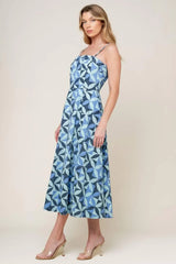 GWENNY BLUE DENIM MIDI DRESS - Flying Tomato - Flyclothing LLC