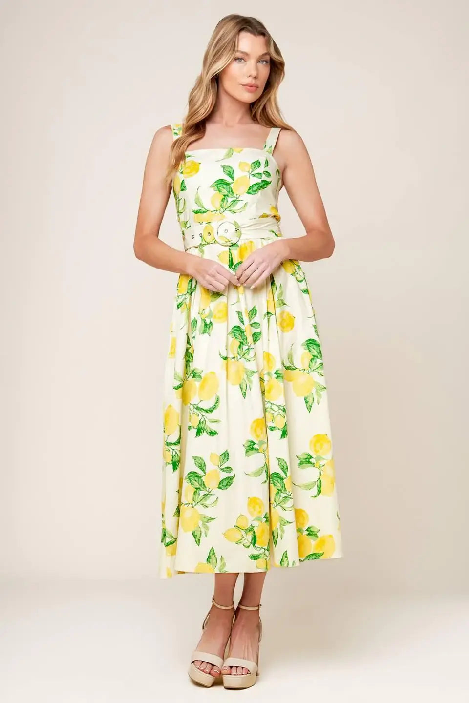 BEAMING PERFECTION IVORY WOVEN MIDI DRESS - Flying Tomato - Flyclothing LLC