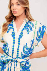 SOFTLY SPOKEN BLUE WOVEN MIDI DRESS - Flying Tomato - Flyclothing LLC