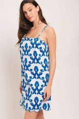 COASTAL SCROLL WOVEN MINI DRESS - Flying Tomato - Flyclothing LLC