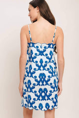 COASTAL SCROLL WOVEN MINI DRESS - Flying Tomato - Flyclothing LLC