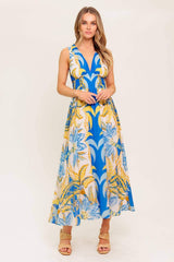 SOFT MEADOW BLUE WOVEN MIDI DRESS - Flying Tomato - Flyclothing LLC