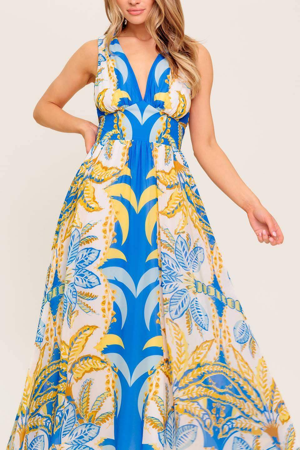 SOFT MEADOW BLUE WOVEN MIDI DRESS - Flying Tomato - Flyclothing LLC