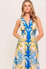 SOFT MEADOW BLUE WOVEN MIDI DRESS - Flying Tomato - Flyclothing LLC