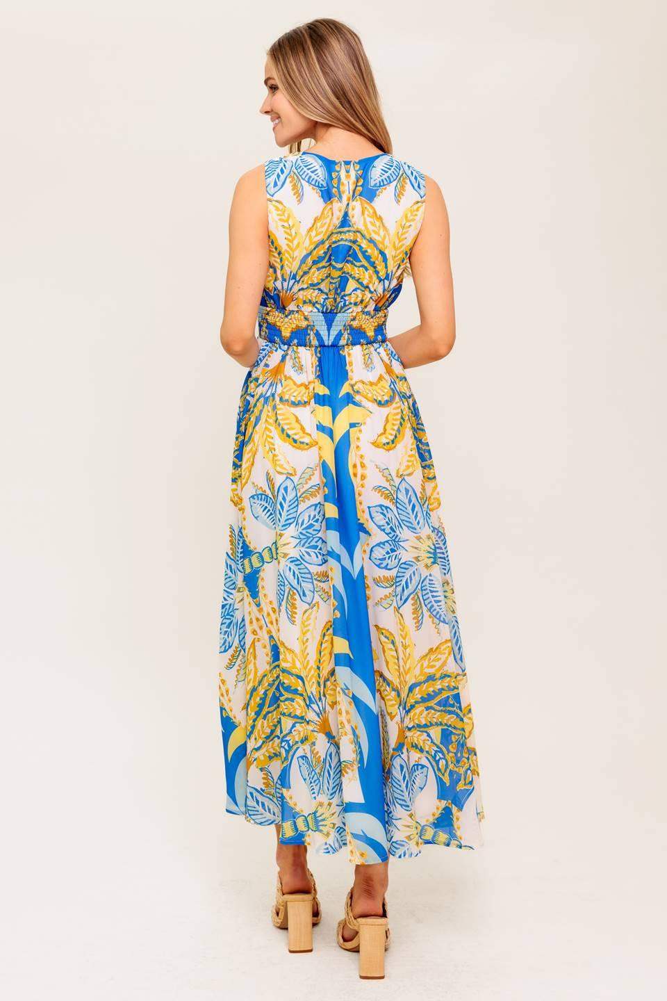 SOFT MEADOW BLUE WOVEN MIDI DRESS - Flying Tomato - Flyclothing LLC