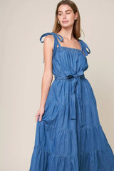 PRETTIEST BEHAVIOR CHAMBRAY MAXI DRESS - Flying Tomato - Flyclothing LLC