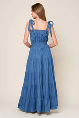 PRETTIEST BEHAVIOR CHAMBRAY MAXI DRESS - Flying Tomato - Flyclothing LLC