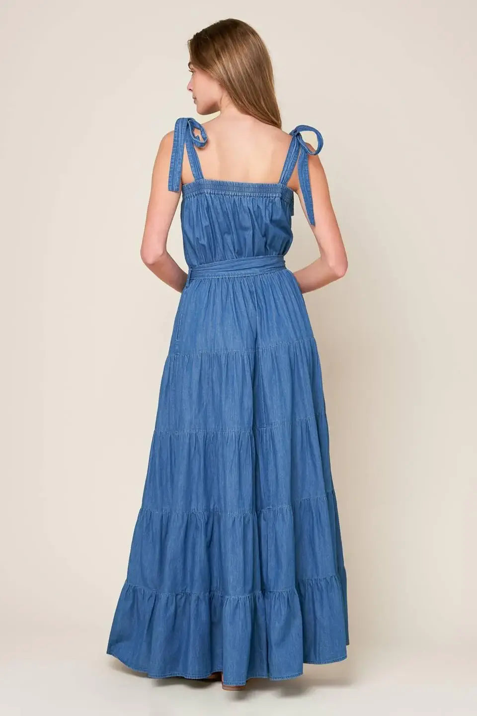 PRETTIEST BEHAVIOR CHAMBRAY MAXI DRESS - Flying Tomato - Flyclothing LLC