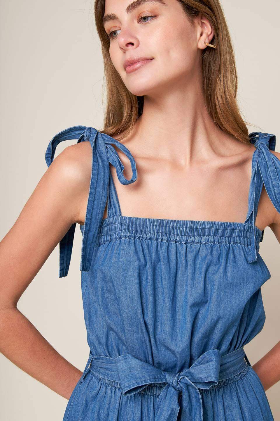 PRETTIEST BEHAVIOR CHAMBRAY MAXI DRESS - Flying Tomato - Flyclothing LLC