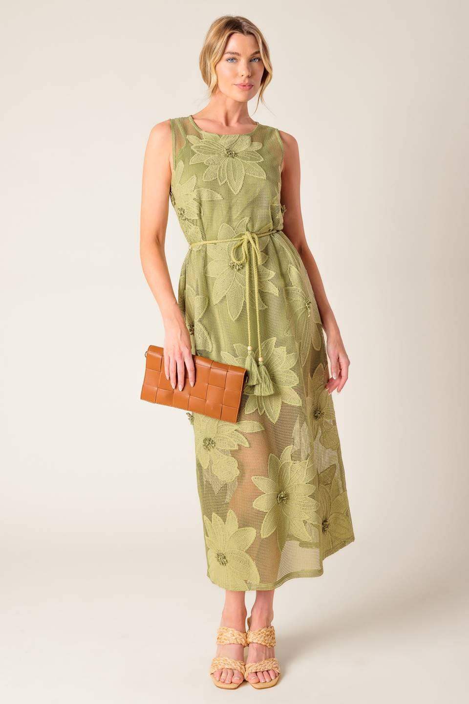 IN MY FREE TIME WOVEN LACE MIDI DRESS - Flying Tomato - Flyclothing LLC
