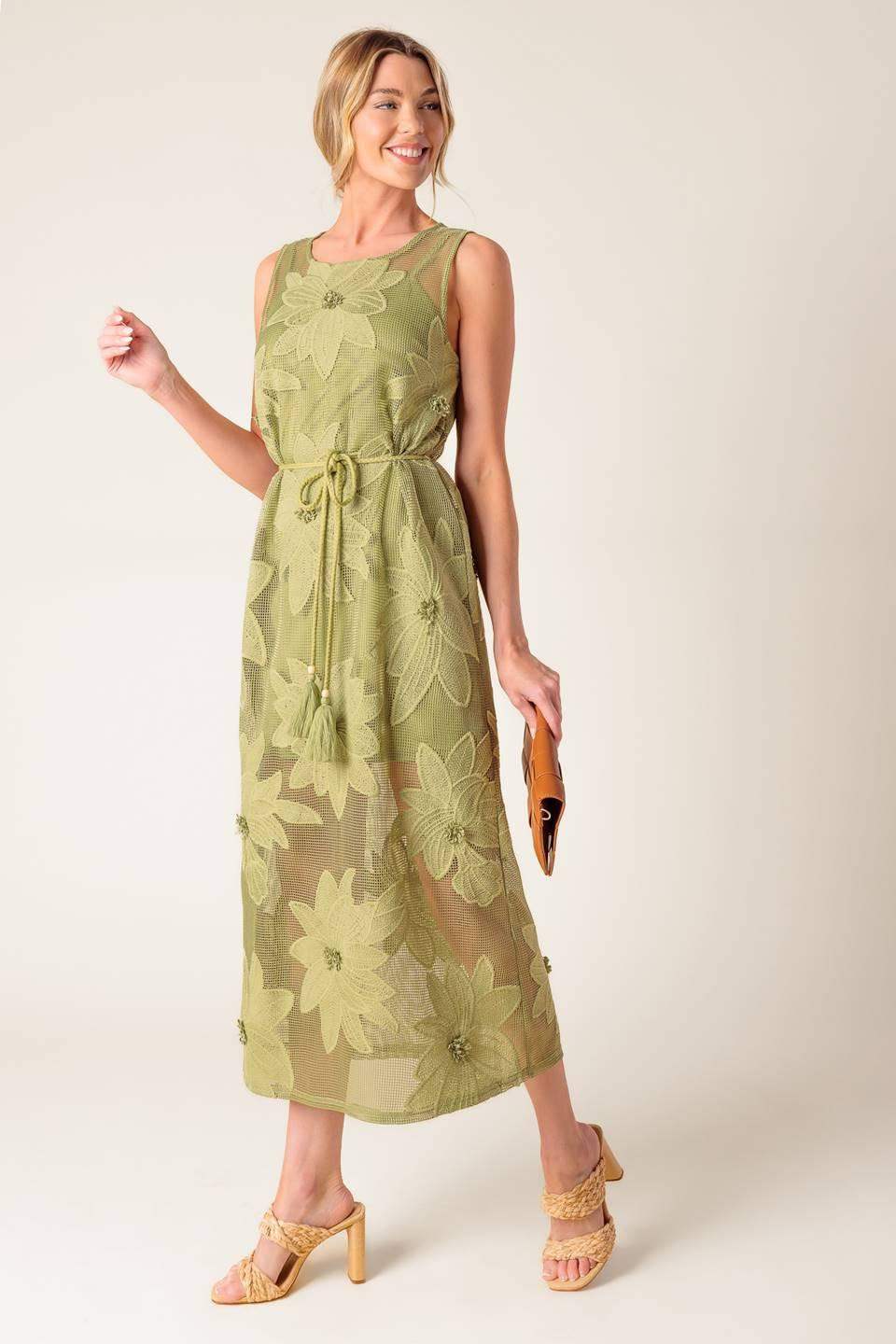 IN MY FREE TIME WOVEN LACE MIDI DRESS - Flying Tomato - Flyclothing LLC