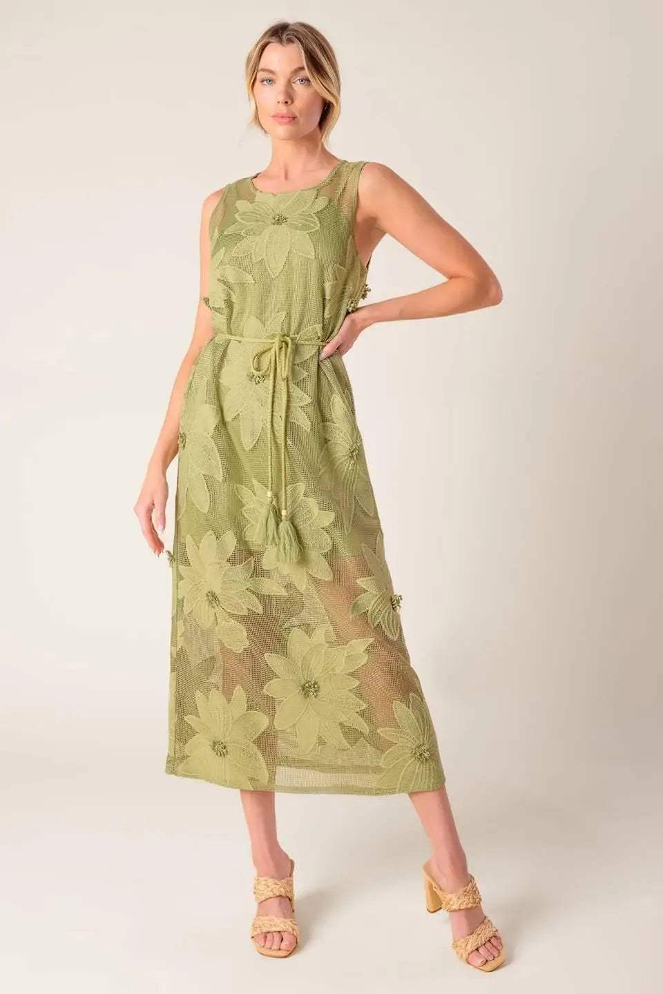 IN MY FREE TIME WOVEN LACE MIDI DRESS - Flying Tomato - Flyclothing LLC