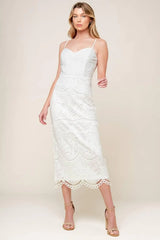 THE JOSEPHINE OFF WHITE WOVEN MIDI DRESS - Flying Tomato - Flyclothing LLC