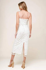 THE JOSEPHINE OFF WHITE WOVEN MIDI DRESS - Flying Tomato - Flyclothing LLC