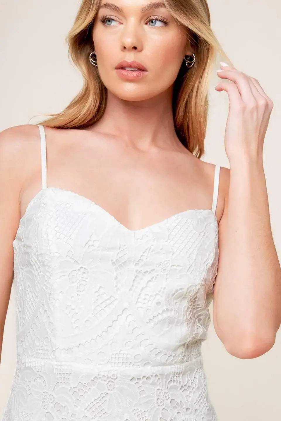 THE JOSEPHINE OFF WHITE WOVEN MIDI DRESS - Flying Tomato - Flyclothing LLC