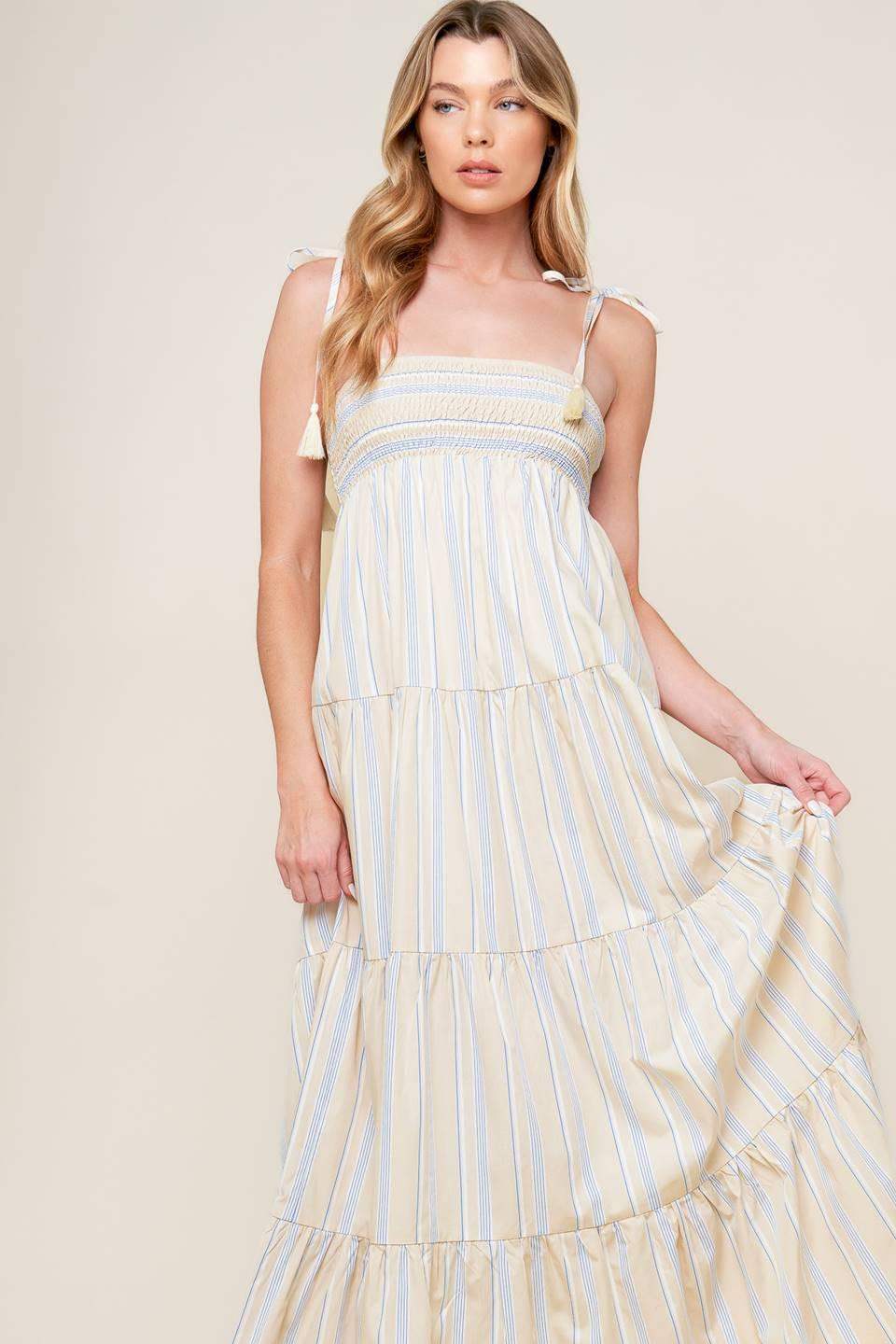 WAVES OF LIFT WOVEN MAXI DRESS - Flying Tomato - Flyclothing LLC